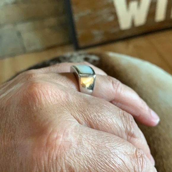 Rectangular white silver Ring size 7 - Picture 7 of 10